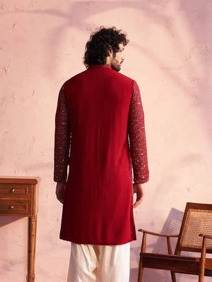 Maroon Georgette Kurta 3