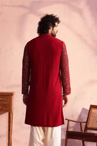 Maroon Georgette Kurta