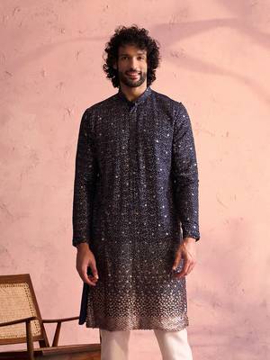 Navy Blue Georgette Kurta 1