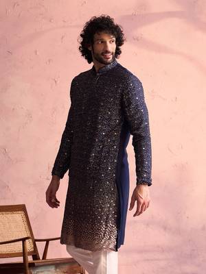 Navy Blue Georgette Kurta 2