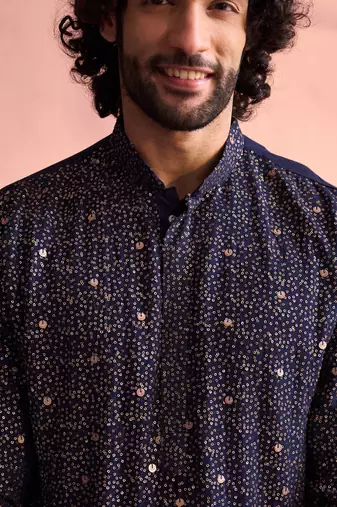 Navy Blue Georgette Kurta