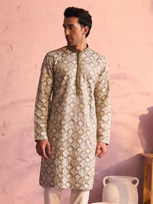 Green Silk Blend Kurta 1