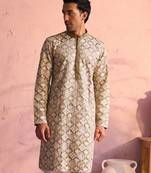 Men'S Green Silk Blend Kurta
