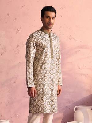 Green Silk Blend Kurta 2