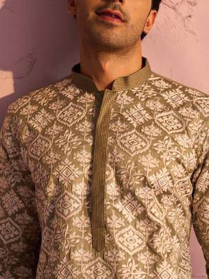 Green Silk Blend Kurta 4