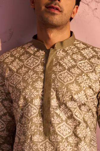 Green Silk Blend Kurta
