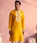 Yellow Moonga Silk Kurta