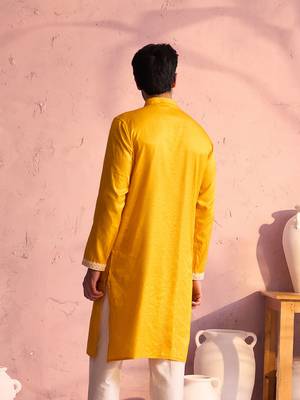 Yellow Moonga Silk Kurta 3
