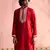 Red Moonga Silk Kurta