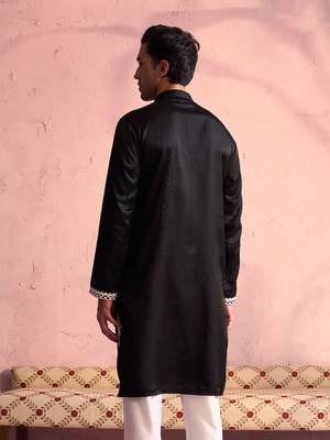 Black Moonga Silk Kurta 3