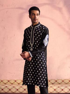 Black Moonga Silk Kurta 2
