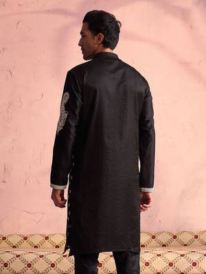 Black Moonga Silk Kurta 3