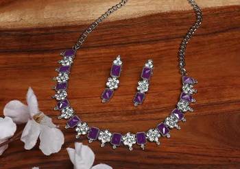 Indian bollywood tradtional gold plated bridal ad/cz choker wedding earring necklace jewellery set 2