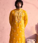 Yellow Moonga Silk Kurta