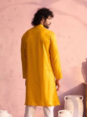 Yellow Moonga Silk Kurta 3