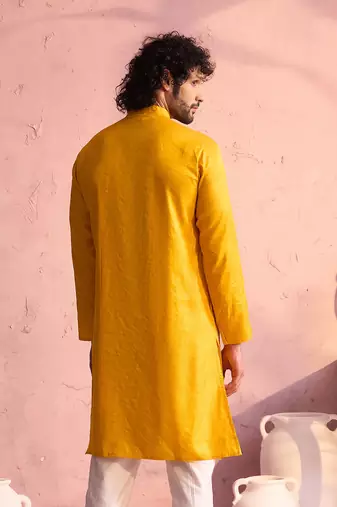Yellow Moonga Silk Kurta