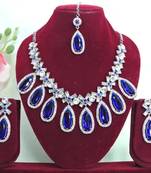 Indian bollywood tradtional gold plated bridal ad/cz choker wedding earring necklace jewellery set