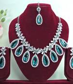 Indian bollywood tradtional gold plated bridal ad/cz choker wedding earring necklace jewellery set
