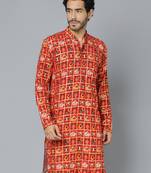 Men'S Red Rayon Kurta