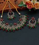 Indian bollywood tradtional gold plated bridal ad/cz choker wedding earring necklace jewellery set