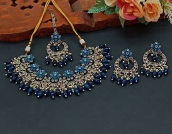 Indian bollywood tradtional gold plated bridal ad/cz choker wedding earring necklace jewellery set 1