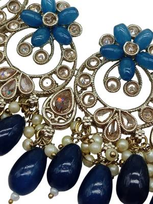 Indian bollywood tradtional gold plated bridal ad/cz choker wedding earring necklace jewellery set 3