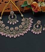 Indian bollywood tradtional gold plated bridal ad/cz choker wedding earring necklace jewellery set
