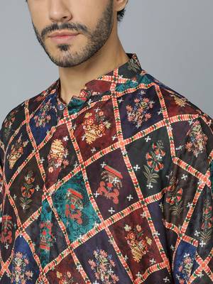 Men'S Purple Muslin Cotton Kurta 3