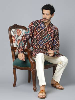 Men'S Purple Muslin Cotton Kurta 4