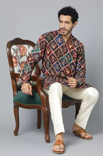 Men'S Purple Muslin Cotton Kurta