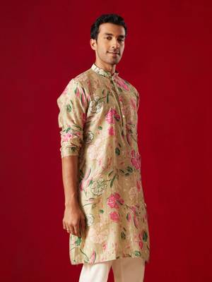 Multi Color Base Beige Cotton Blend Kurta 2