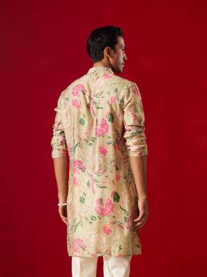 Multi Color Base Beige Cotton Blend Kurta 3