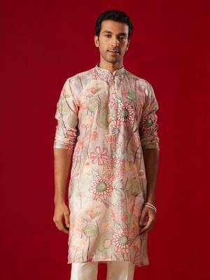  multi color base cream cotton blend kurta 1