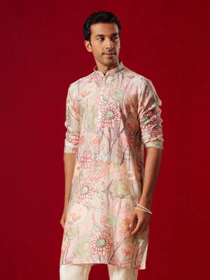  multi color base cream cotton blend kurta 2
