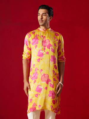 Yellow Cotton Blend Kurta 1