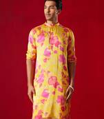 Yellow Cotton Blend Kurta