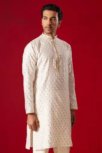 Cream Silk Blend Kurta