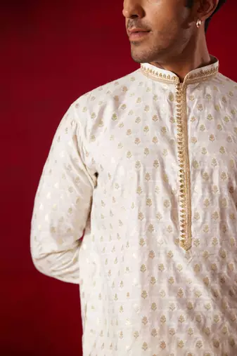 Cream Silk Blend Kurta