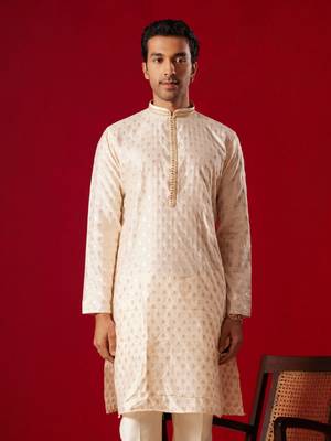 Peach Silk Blend Kurta 1