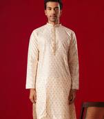 Men'S Peach Silk Blend Kurta