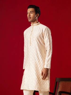 Peach Silk Blend Kurta 2