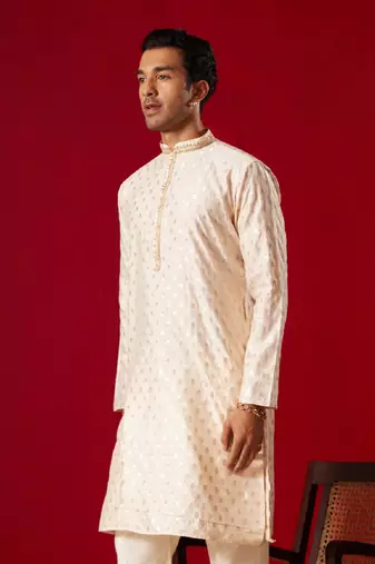 Peach Silk Blend Kurta