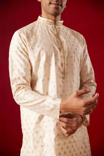 Peach Silk Blend Kurta