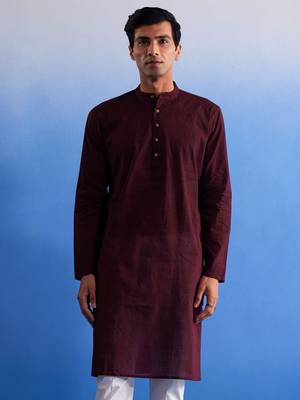Maroon Pure Cotton Kurta 1