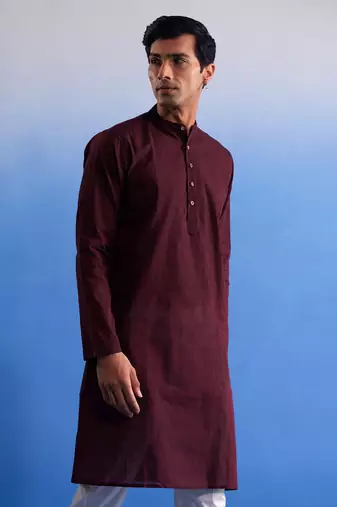 Maroon Pure Cotton Kurta