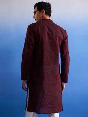 Maroon Pure Cotton Kurta 3