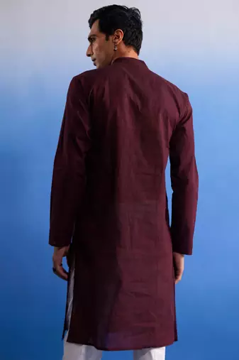 Maroon Pure Cotton Kurta