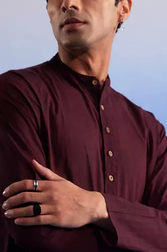 Maroon Pure Cotton Kurta