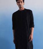 Men'S Black Cotton Kurta
