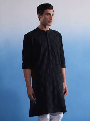 Black Cotton Kurta 2